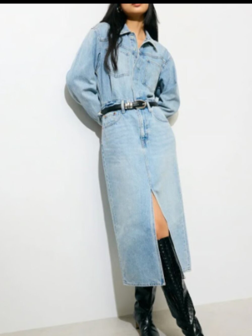 LEVIS WESTERN DENIM JEAN DRESS MIDI NWT $120 27 4/6 - Picture 2 of 11
